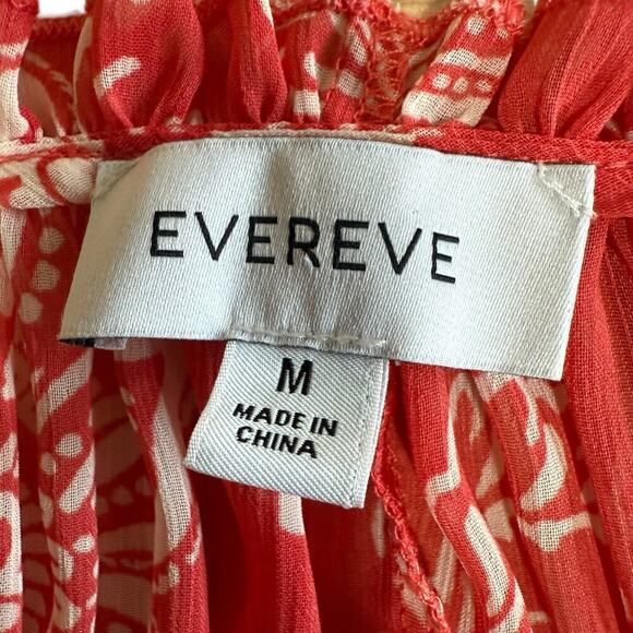 Evereve Hayden Chiffon Gathered Blouse Orange Red M Feminine Whimsical Boho Prep - Picture 5 of 10